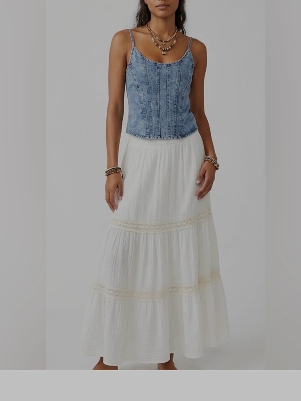 Vigoss Light Blue Denim Corset Tank Top